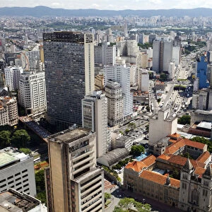 South America, Brazil, Sao Paulo; view of Sao Paulo city from the top of the Banespa