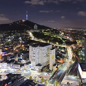 South Korea, Seoul, City Skyline and Seoul N Tower on the background