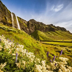 Southern Iceland. Seljalandfoss waterfall, the romantic waterfall of Iceland