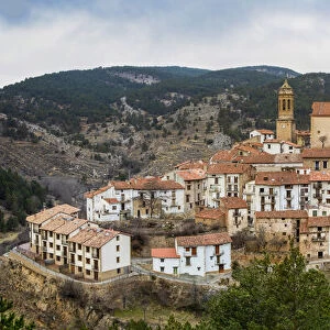 Spain, Aragon, Linares de Mora, Panoramic view of Linares de Mora