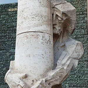 Spain, Barcelona, Sagrada Familia, Flagellation of Christ Statue