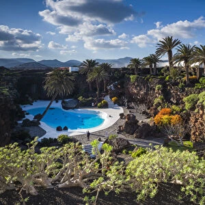 Spain, Canary Islands, Lanzarote, Jameos del Agua, complex inside old lava tube, designed