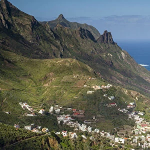 Spain, Canary Islands, Tenerife Island, Taganana, elevated view of northwestern coast