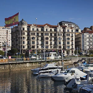 Spain, Cantabria Region, Cantabria Province, Santander, waterfront buildings