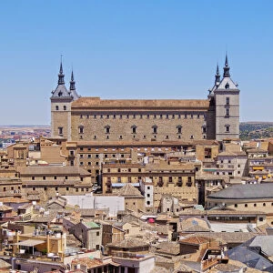 Spain, Castile La Mancha, Toledo, Cityscape with Alcazar de Toledo
