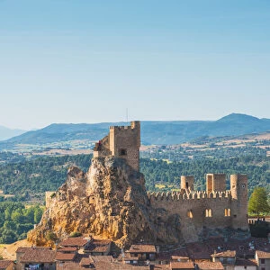 Spain, Castile and Leon, Frias. The 12th-century Frias castle overlooking the Ebro river