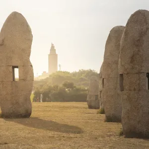 Spain, Galicia, La Coruna, Torre de Hercules area, Archeological Park with menhir