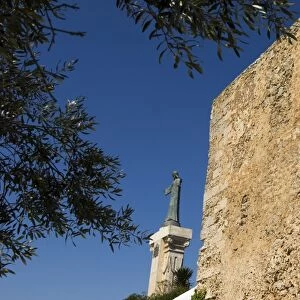 Spain, Menorca. Statue of Christ at Monte Toro, the highest point on the island