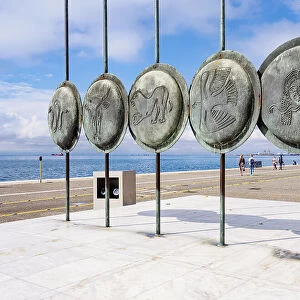 Spears with shields symbolizing the Alexanders army, Monument of Alexander the Great, Thessaloniki, Central Macedonia, Greece