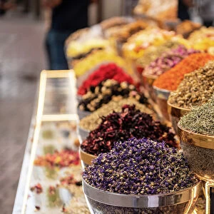 Spices on display in the Spice Souk, Deira, Dubai, United Arab Emirates