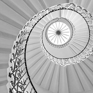 A spiral staircase in the Queens House, Greenwich, London, England