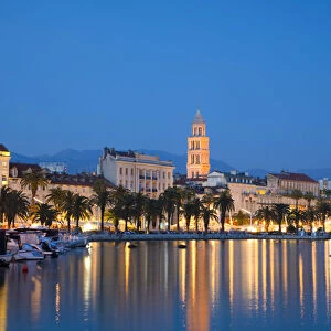 Split Harbour with Cathedral of Saint Domnius, Split, Dalmatian Coast, Croatia, Europe