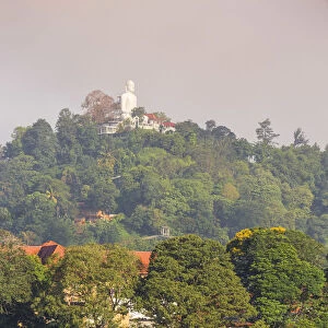 Sri Lanka, Kandy, Bahiravokanda Vihara Buddha Statue above Kandy Lake and the Temple