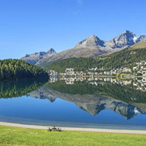 St. Moritz with St. Moritz lake, Upper Engadin, Grisons (Graubunden), Switzerland