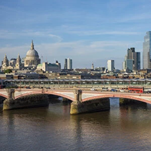 St. Pauls Cathedral, City of London, Blackfriars Bridge and River Thames, London, England