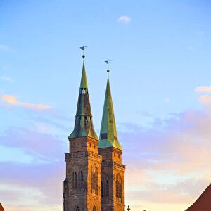 St. Sebald Church, (St. Sebaldus Church) at Sunset, Nuremberg, Bavaria, Germany