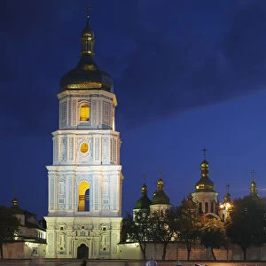 St Sophias Cathedral at dusk, Kiev, Ukraine