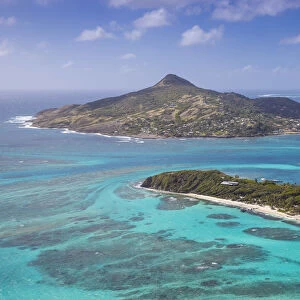 St Vincent and The Grenadines, Aerial view looking over Petit St Vincent, towards