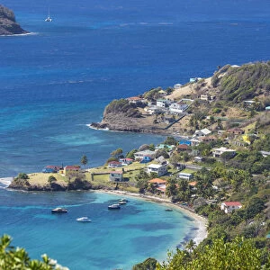 St Vincent and The Grenadines, Bequia, View of Friendship Bay and Isle A Quatre