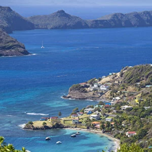 St Vincent and The Grenadines, Bequia, View of Friendship Bay and Petit Nevis
