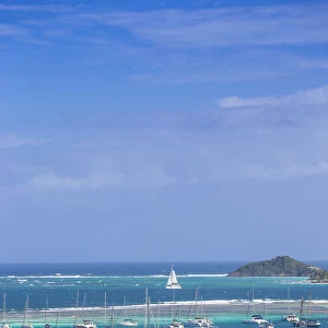 St Vincent and The Grenadines, Union Island, View of Clifton and Clifton harbour