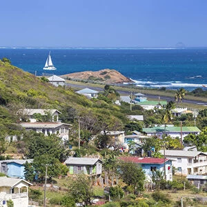 St Vincent and The Grenadines, Union Island, View of Clifton and airport runway