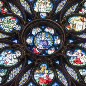 Stained-glass windows in the upper chapel of Sainte Chapelle, Paris, France Stained-glass windows in the upper chapel of Sainte Chapelle, Paris, France