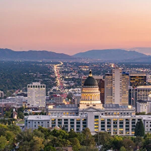 State Capital building and skyline of Salt Lake City, Utah, USA