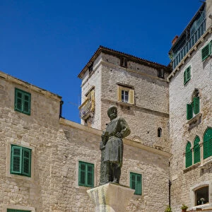 Statue of Giorgio da Sebenico, Sibenik, Dalmatian Coast, Croatia, Europe