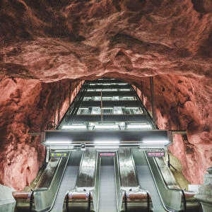 Stockholm, Sweden, Northern Europe. Decorated underground metro station
