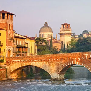 Stone Bridge in the center of Verona, Veneto, Italy