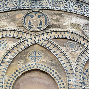 Stone carving on apse of Palermo cathedral, Palermo, Sicily, Italy