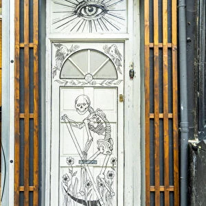 Street art on a door Shoreditch, London, England, Uk