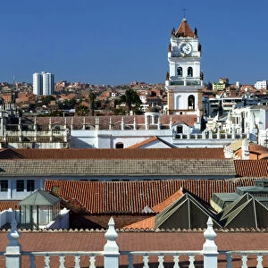 Sucre Cathedral Clock Tower, View From The Rooftop Of The San Felipe de Neri Monastery
