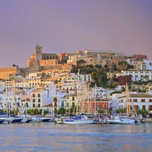 Sunrise Over Old Ibiza Town, Ibiza, Balearic Islands, Spain