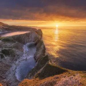 Sunrise over Stair Hole Print, Dorset England Sunrise over Stair Hole Print, Dorset England