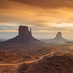 Sunrise view over the Mittens, Monument Valley Navajo Tribal Park, Arizona, USA