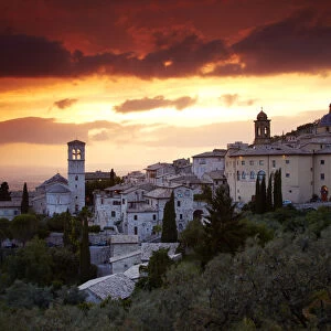 Sunset over Assisi, Umbria, Italy