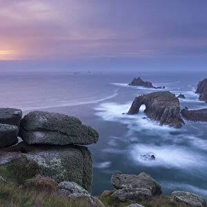 Sunset over the Atlantic near Lands End, Cornwall, England. Autumn (October)