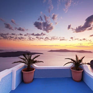 Sunset over Caldera, Fira, Santorini, Cyclade Islands, Greece