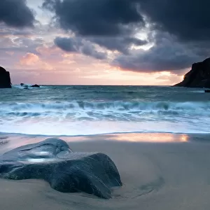 Sunset on Dalbeg beach, Isle of Lewis, Hebrides, Scotland, UK