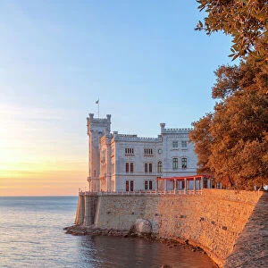 Sunset at Miramare Castle, Trieste, Friuli-Venezia Giulia, Italy