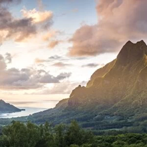 Sunset over Mt Rotui, Moorea, French Polynesia