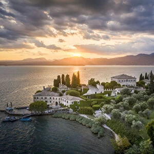 The sunset at Punta San Vigilio, an historic Pope residence on the eastern side of Garda