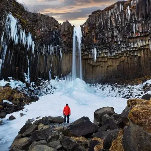 Svartifoss waterfall at sunset, Skaftafell National Park, Hornafjor√∞ur, Austurland, Iceland(MR) Svartifoss waterfall at sunset, Skaftafell National Park, Hornafjor√∞ur, Austurland, Iceland(MR)
