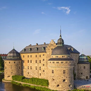 Sweden, Narke, Orebro, Orebro Slottet Castle, exterior, high angle view