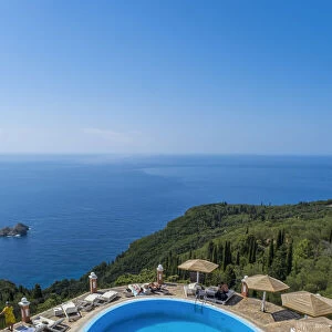 Swimming pool at the Golden Fox hotel, Lakones, Corfu, Ionian Islands, Greece