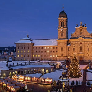 Switzerland, Canton of Schwyz, Einsiedeln, Einsiedeln Abbey Benedictine monastery and Christmas market