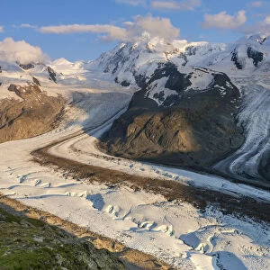 Switzerland, Canton of Valais, Gorner glacier & Monte Rosa