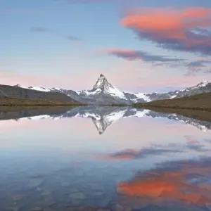 Switzerland, Valais, Matterhorn, Beautiful Morning Light and reflection at Stellisee Lake Switzerland, Valais, Matterhorn, Beautiful Morning Light and reflection at Stellisee Lake